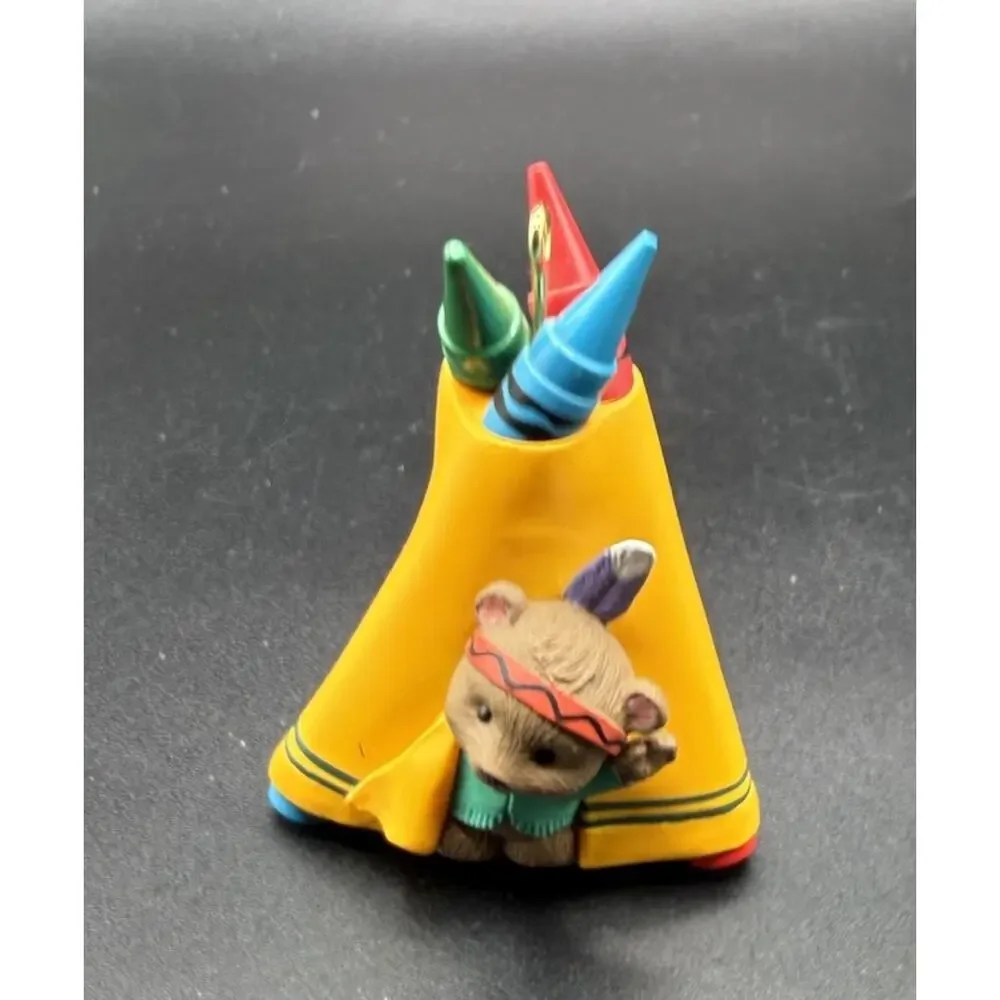 1995 Hallmark Bright 'n' Sunny Tepee Crayola Crayon Indian Mouse Ornament Lo16